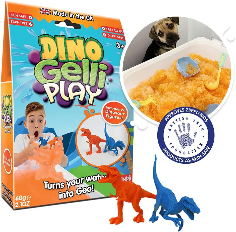Zimpli Kids Dinosaur Toys Gelli Play 2 x Dino Figures, Orange, Pack