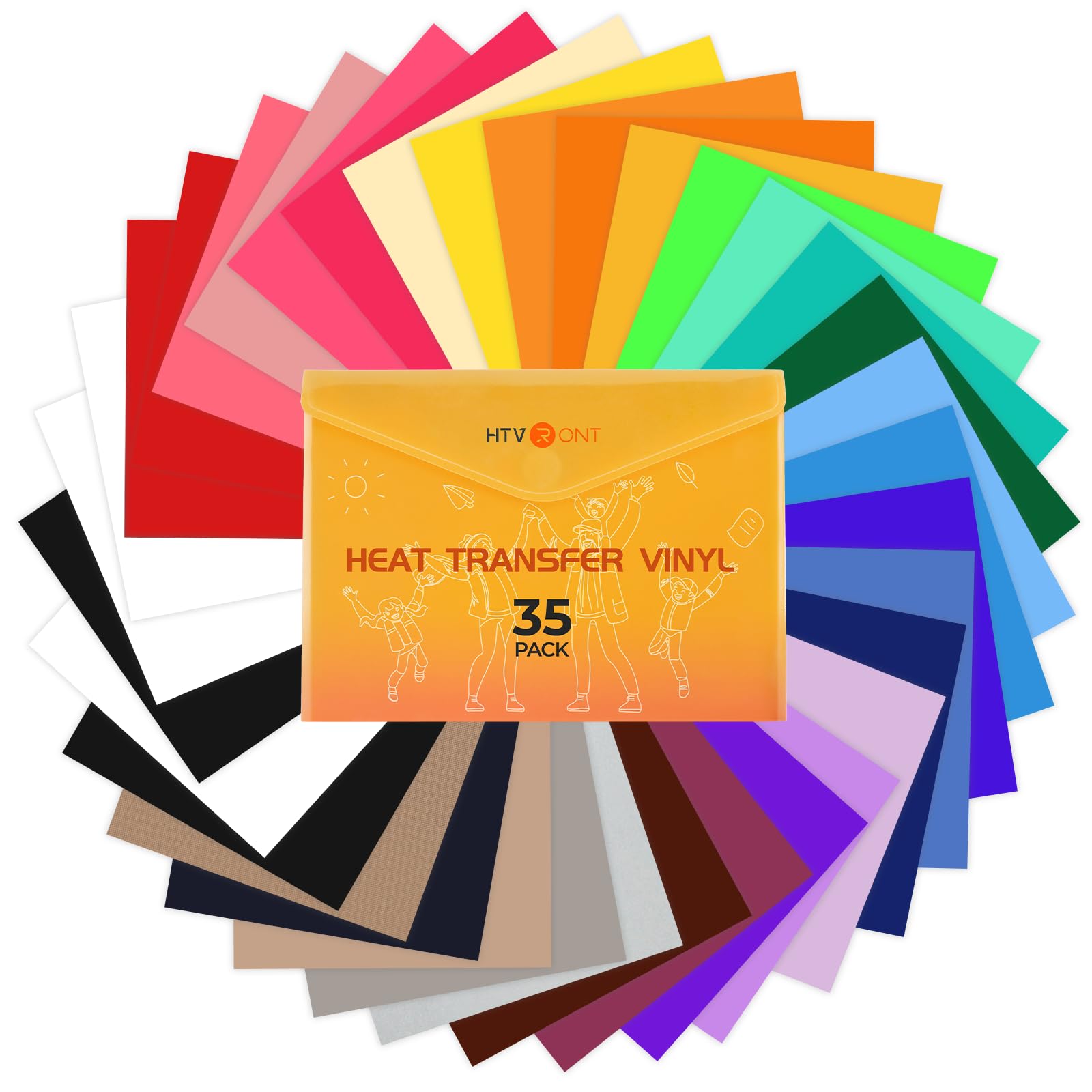 HTVRONT HTV Heat Transfer Vinyl, 35 Pack, 12" x 10", 30 Assorted Colors