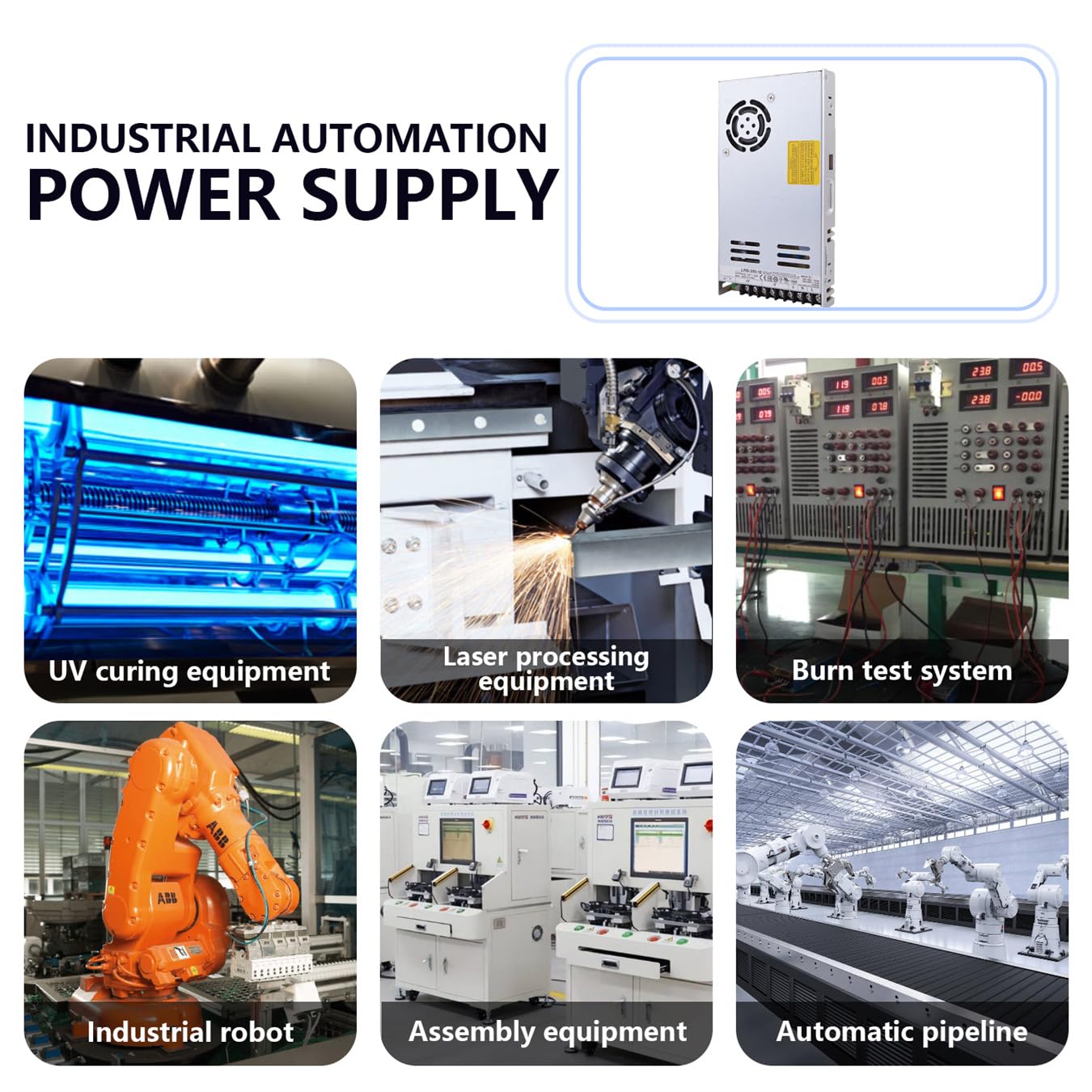 LRS-350-12 350W 12V 29A High Efficiency Enclose AC-DC Switching Power Supply, 90-264VAC Input for Industrial Automation,Electronic Equipment