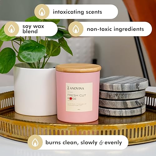 Miniatura 3 de Anovina Vela perfumada de rosa, mezcla de cera de soja de larga duración, vela floral no tóxica para decoración del hogar y relajación, regalo