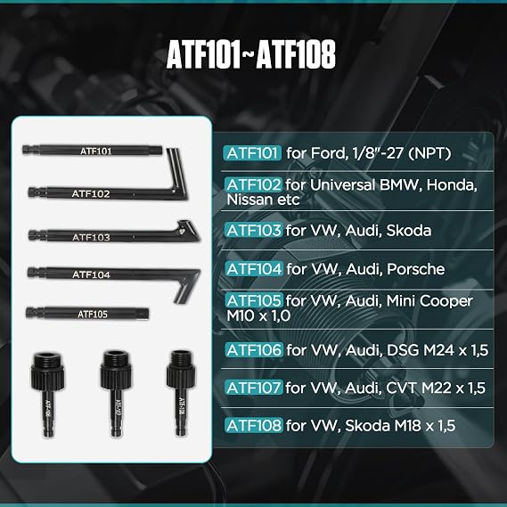 PLAYOCCAR 10L ATF Transmission Fluid Pump with 27PCS Adapters