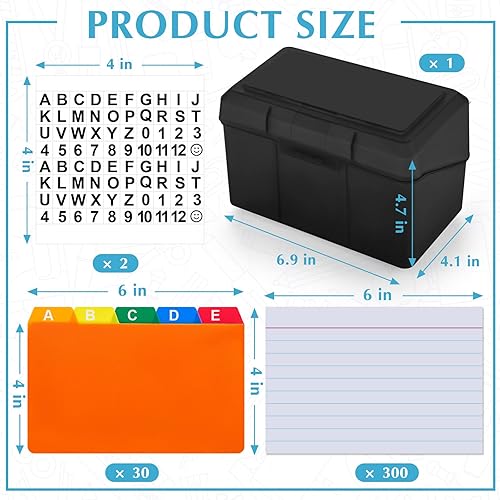 Miniatura 9 de Portatarjetas de índice con divisores y tarjetas de índice a rayas, incluye 30 divisores de tarjetas de índice, 300 tarjetas de índice con rayas, 2