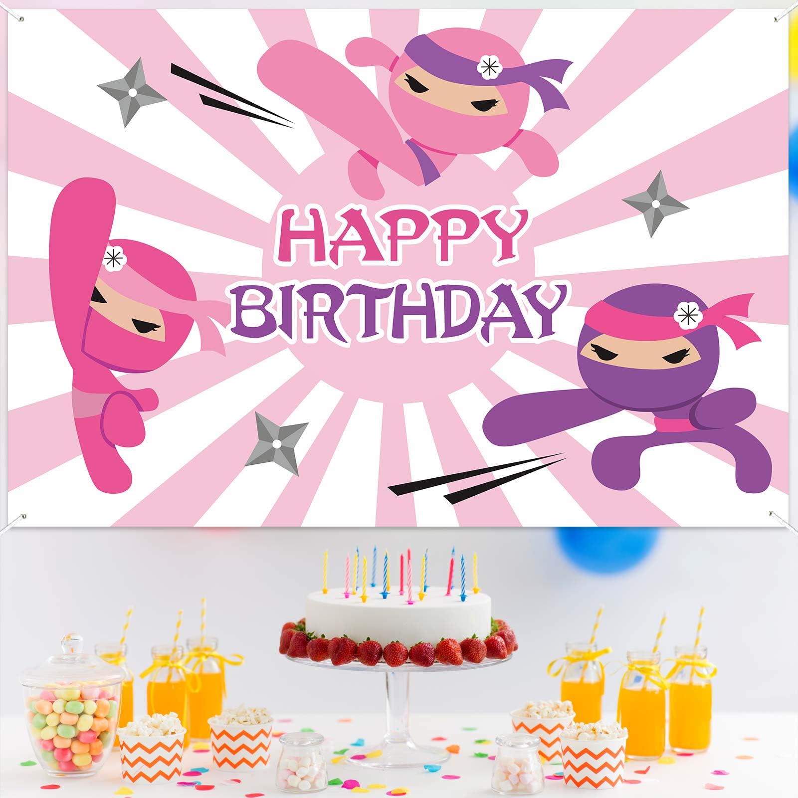 Amazon.com : Samurai Happy Birthday Banner Backdrop Background