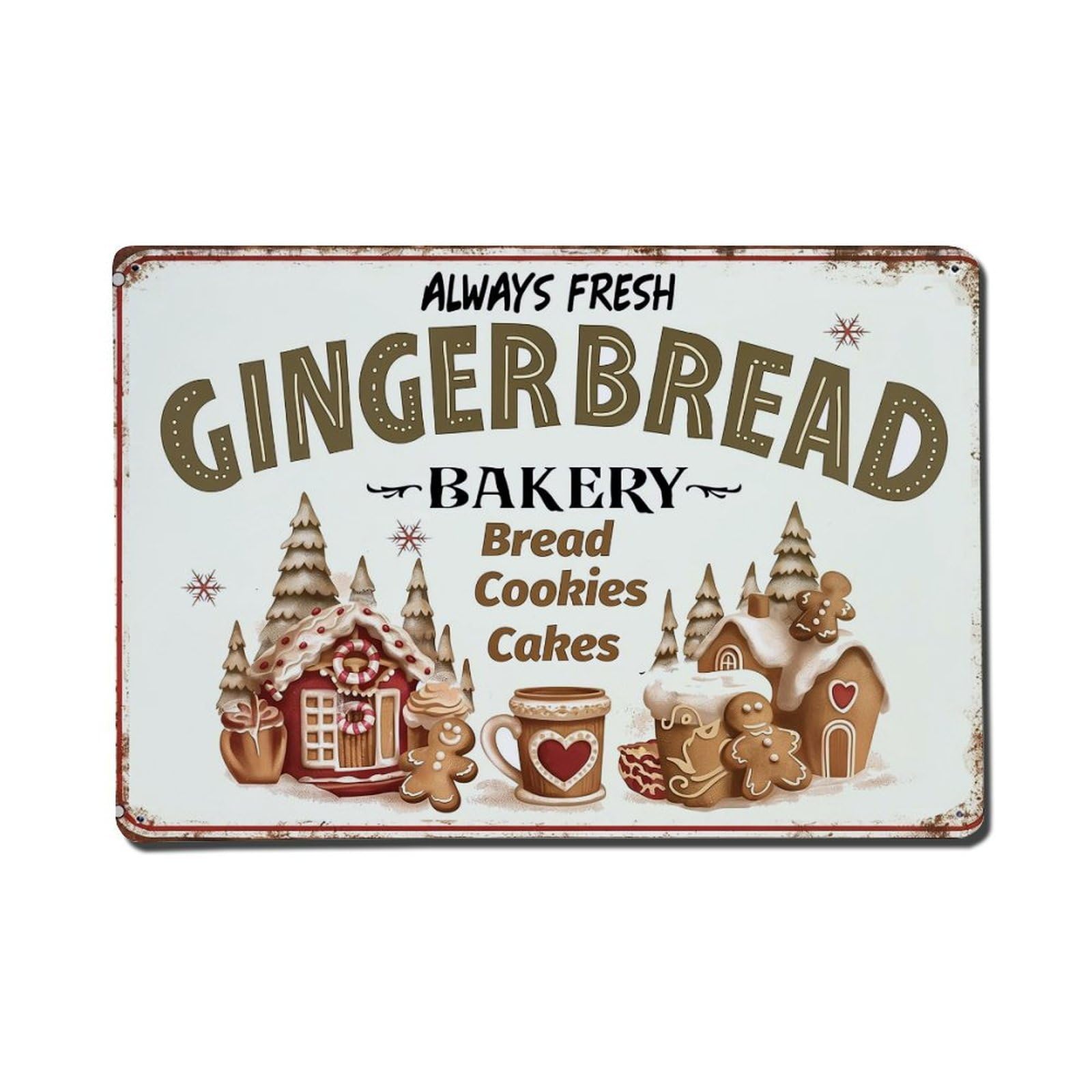 Gingerbread House Cookies Cup Cake Tin Sign Metal Poster Vintage Metal Signs for Home Man Cave Bar Cafe Kitchen laundry room Wall Decorations Gift 8x12Inch