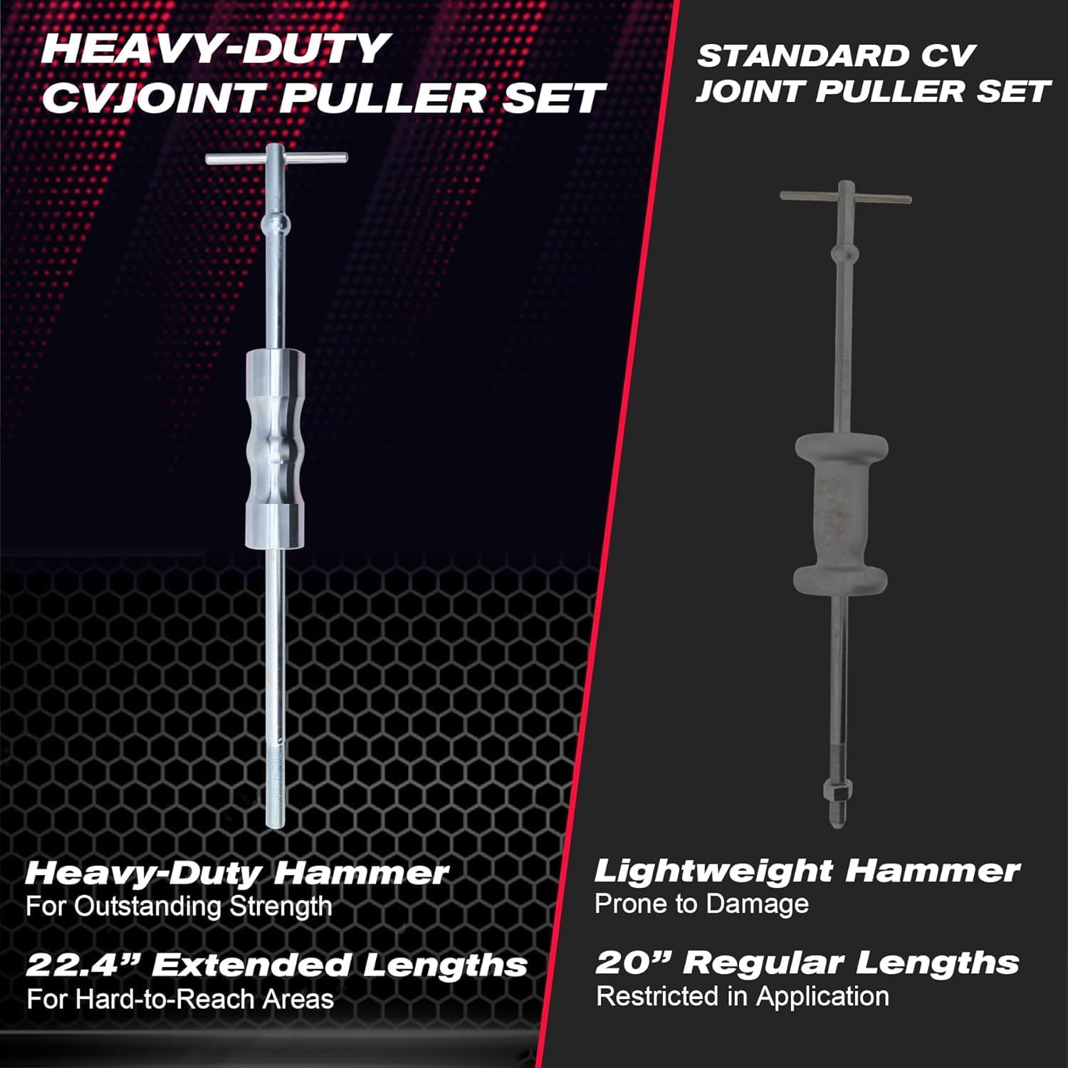 CV Axle Puller Tool with Heavy Duty Slide Hammer 8 pc CV Joint Removal Tool with 48mm & 63mm CV Joint Fork CV Axle Removal Tool with Outer CV Joint Adapter Steel Cable Adapter