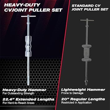 CV Axle Puller Tool with Heavy Duty Slide Hammer 8 pc CV Joint Removal Tool with 48mm & 63mm CV Joint Fork CV Axle Removal Tool with Outer CV Joint Adapter Steel Cable Adapter
