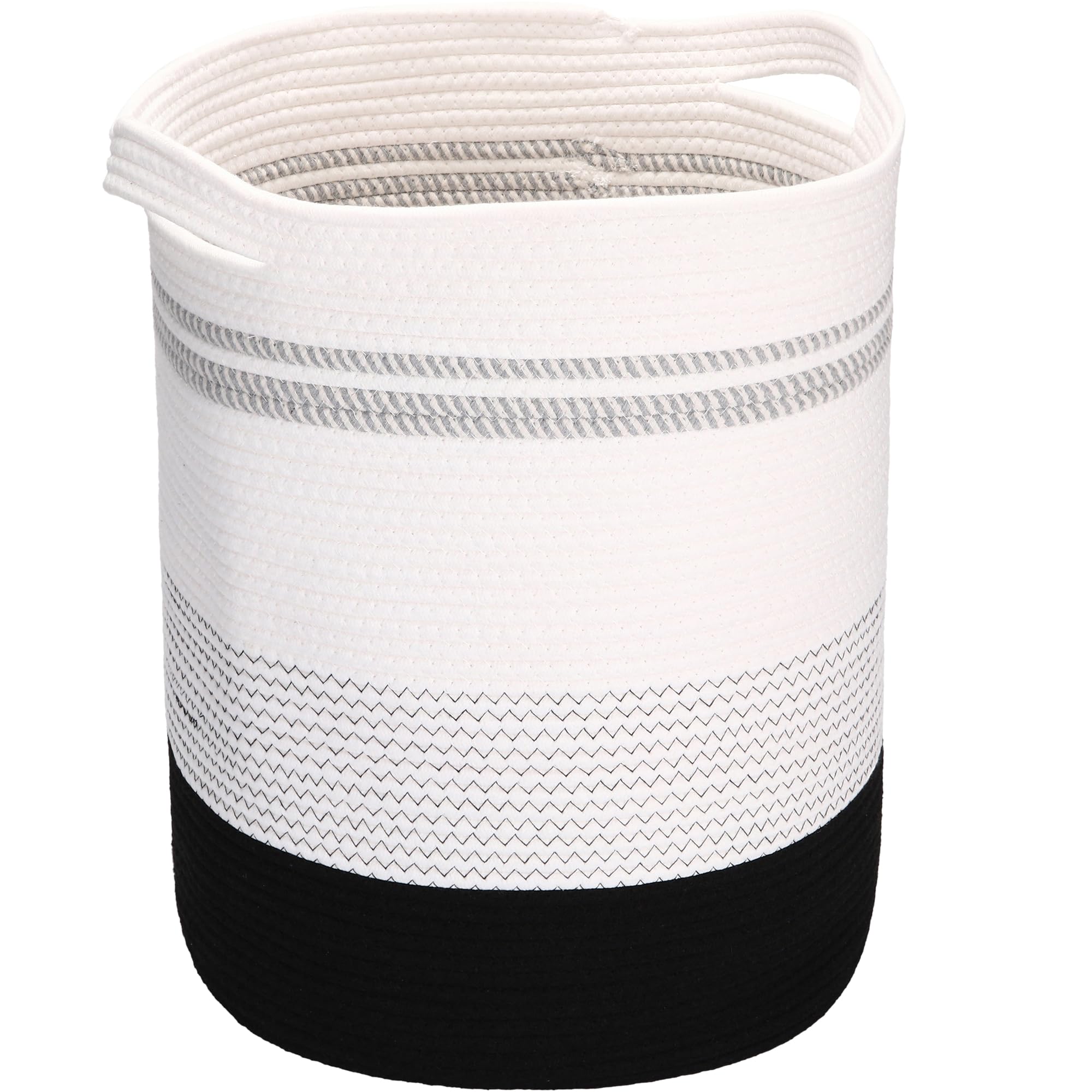 Sea Team Extra Large Laundry Basket - Big Capacity 45.9x45.9x51cm, Sturdy & Durable Woven Clothes Hamper for Bedroom, Living Room, Towels, Toys Storage with Handles BLACK