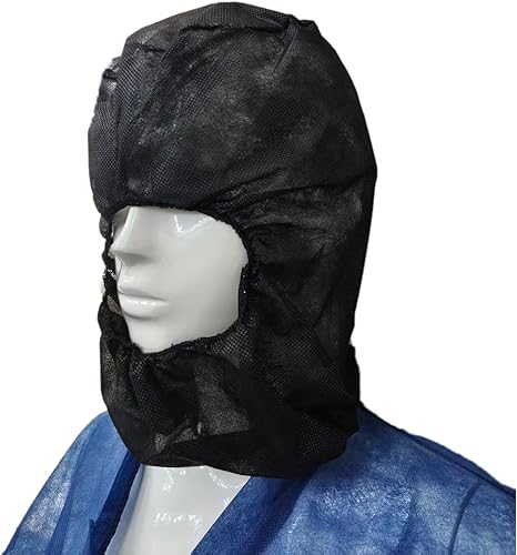 Miniatura 3 de ZMDREAM Paquete de 100 capuchas desechables Bouffant Caps Cubiertas de pelo de cara completa de polipropileno Red para barba Combo Negro