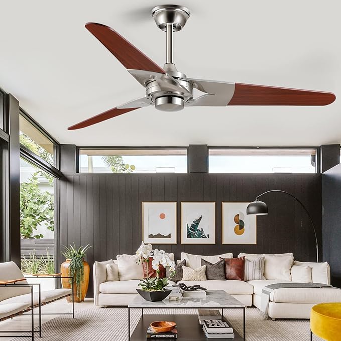 Surtime 52" Modern Wood Ceiling Fan Without Light,Indoor and Outdoor