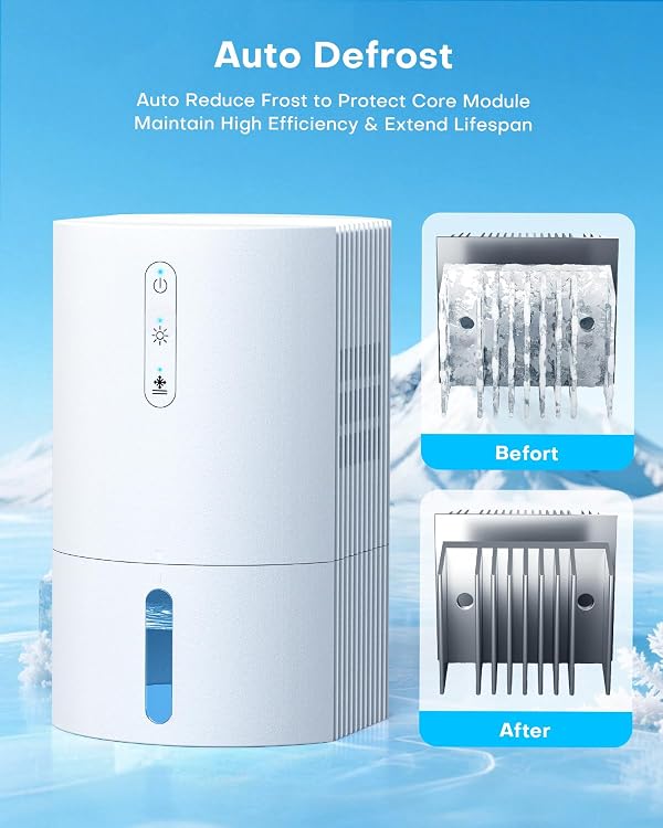 Dehumidifiers for Home, 35oz Dehumidifier for Bathroom with Auto Shut-off Auto Defrost, Whisper Quiet Dehumidifier for Bedroom Office RV Closet Wardrobe (White) by Erizolt - Image 6