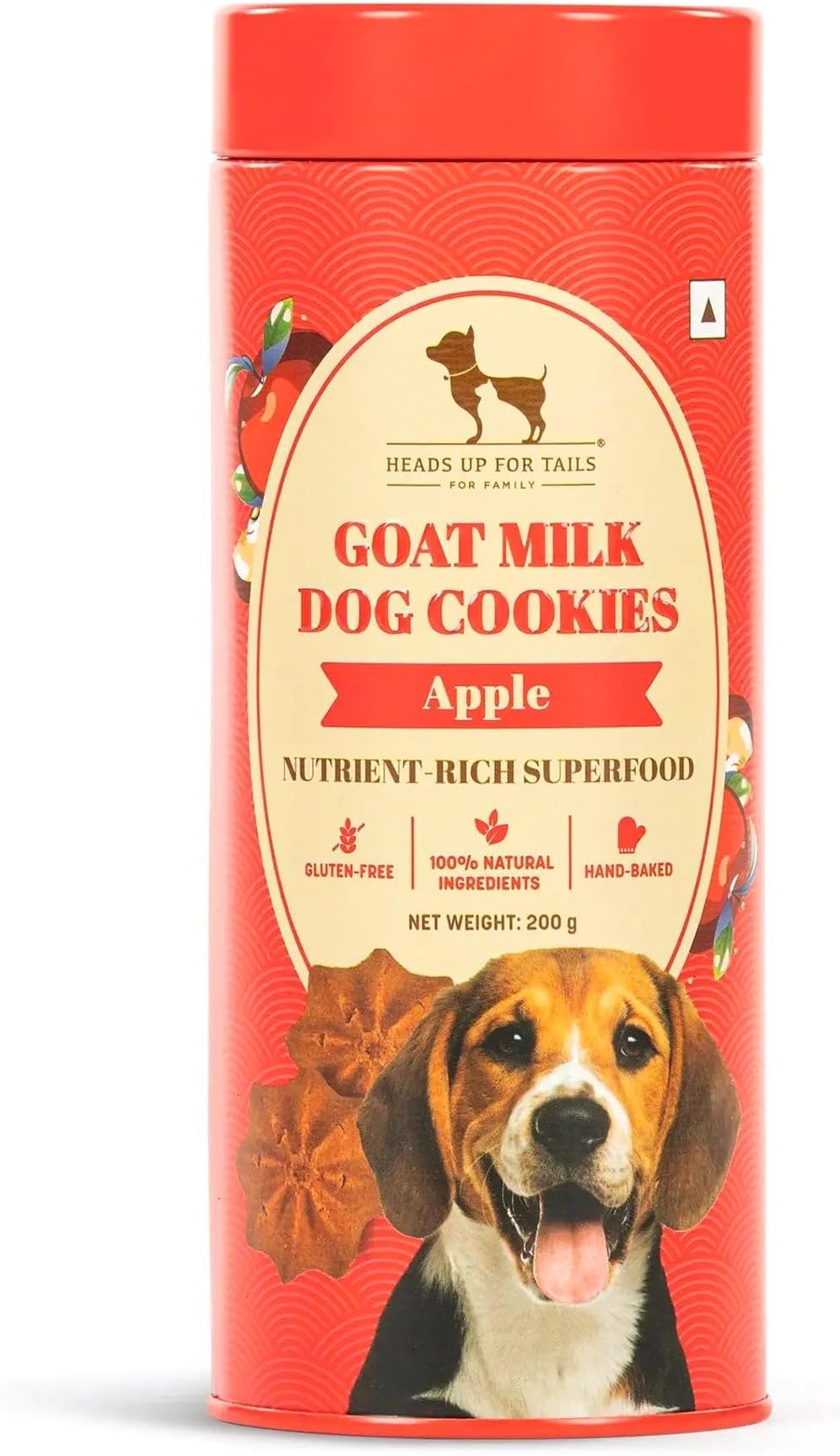 HUFT Goat Milk Dog Cookies - Apple, 200gm | Gluten-Free Premium Veg Dog Treats for Puppies & Adult Dogs | Healthy Biscuits for All Breeds & Life Stages
