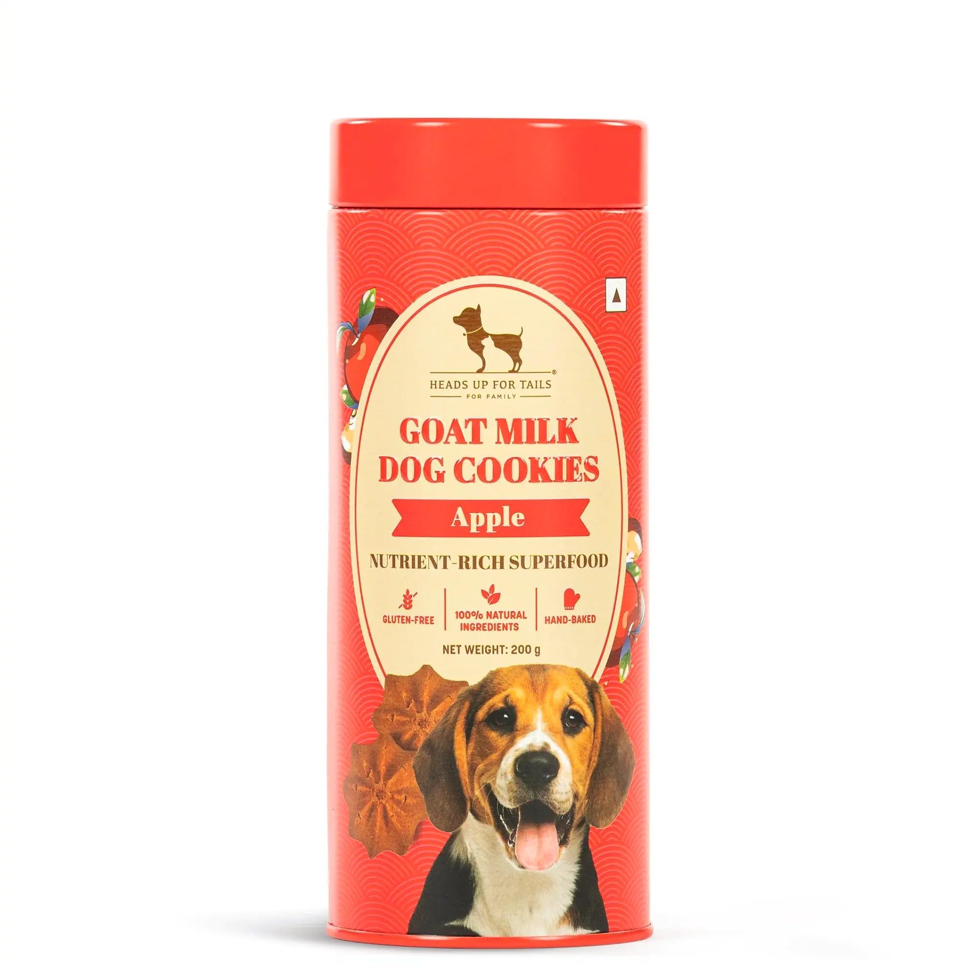 Heads Up For Tails HUFT Goat Milk Dog Cookies - Apple | Premium Gluten-Free Dog Biscuits for Puppies & Adult Dogs | Healthy Veg Dog Treats for All Breeds & Life Stages - 200 gm