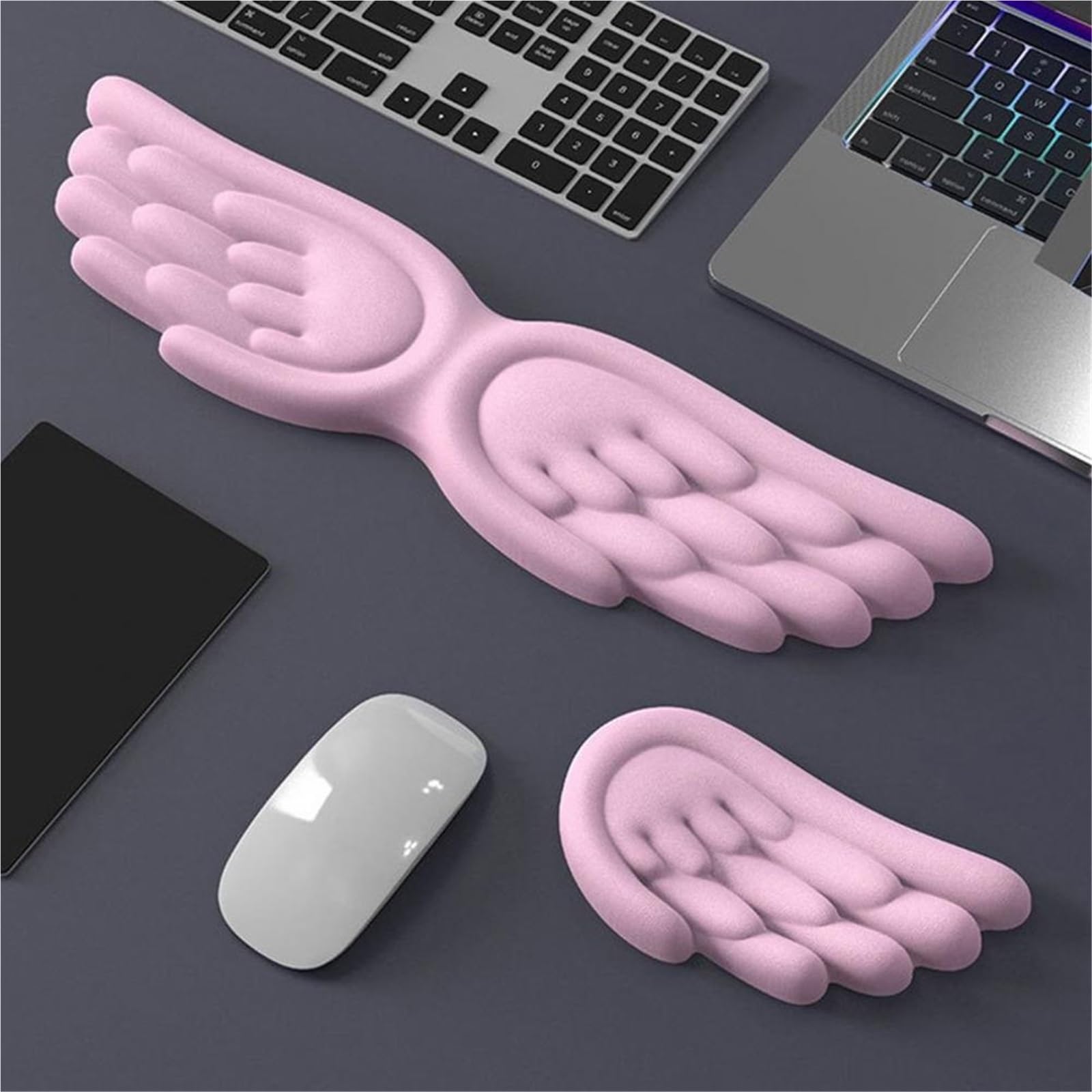 Handgelenkauflage Tastatur Keyboard Wrist Rest Ergonomic Support Pad Silicone Mouse WristRest Laptop Cushion For Office Gaming(Pink B)