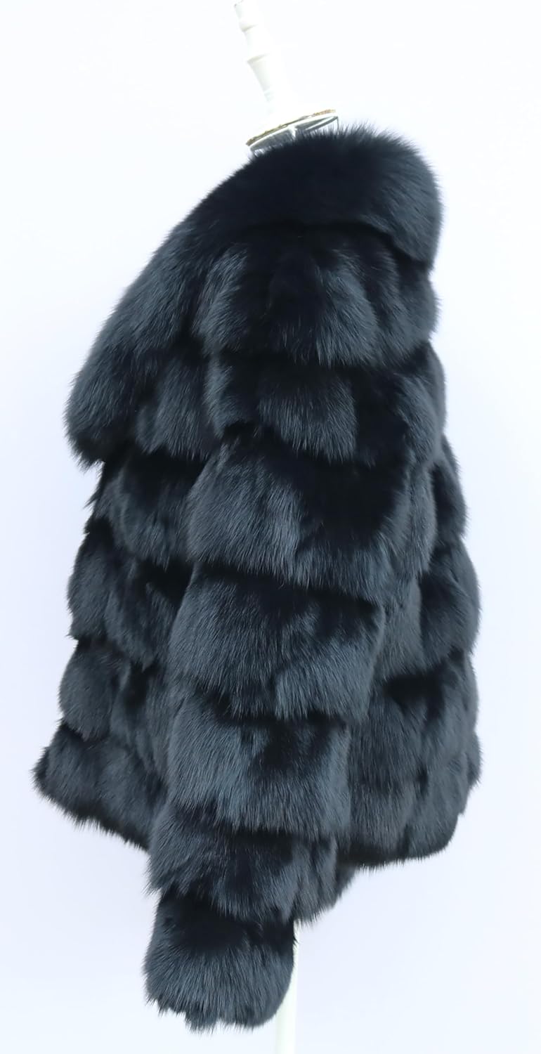 Women's Genuine Fox Fur Coat Thick Warm Fur Jacket Winter Outerwear
