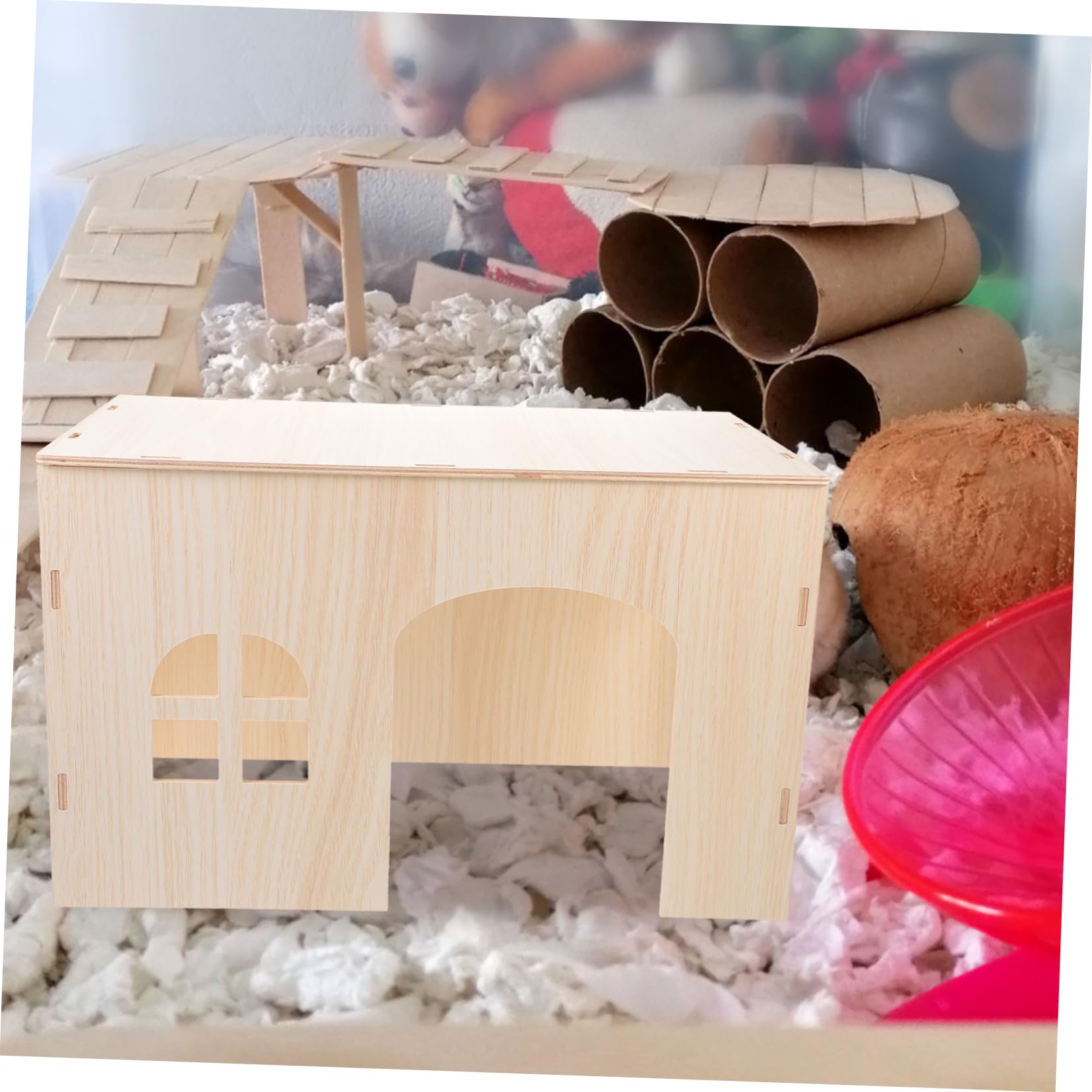 Casa de Madera Nido Cómodo Beige para Hámsters y Ardillas Refugio Seguro y Resistente para Dormir para Pequeños Roedores