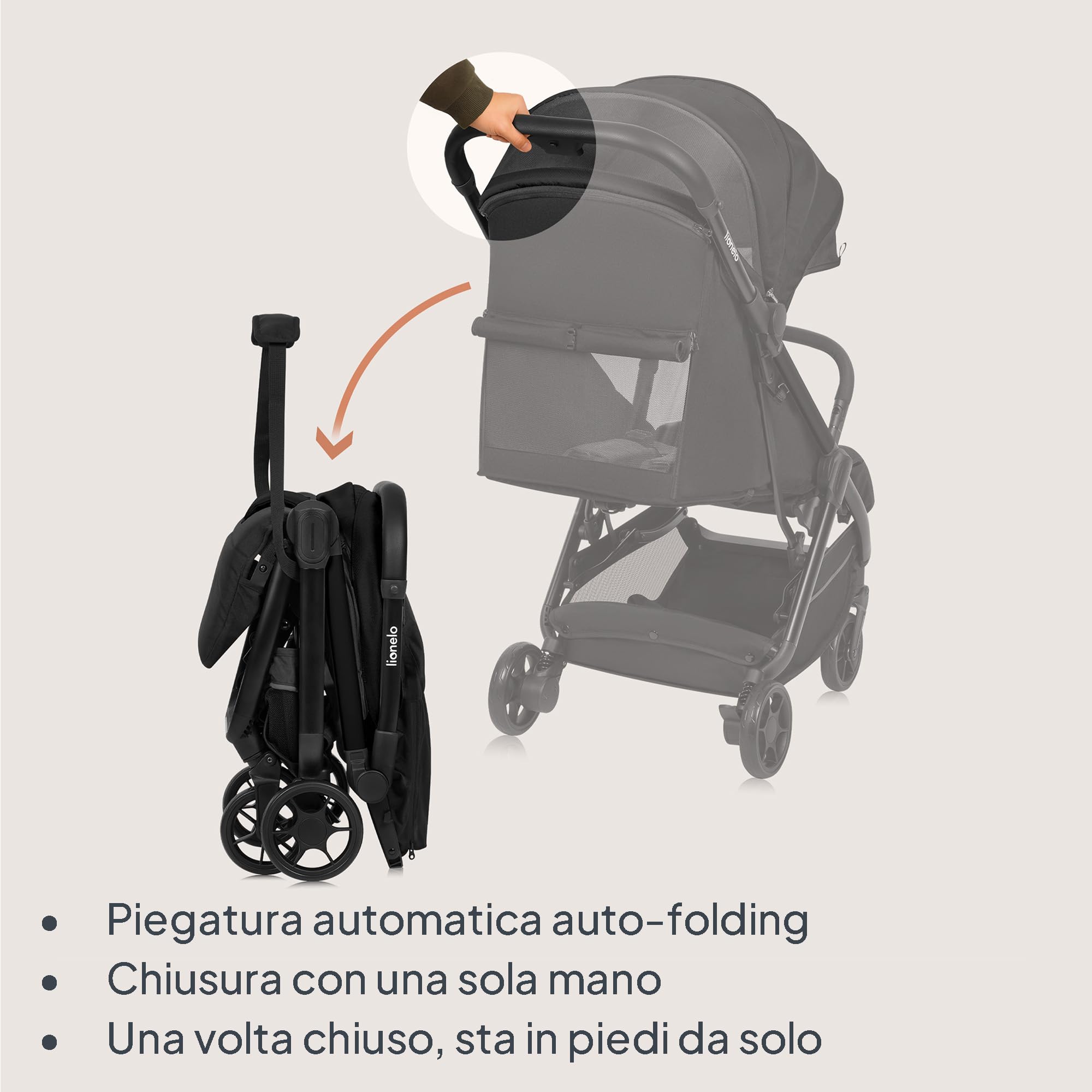 LIONELO Julie Air Passeggino da Viaggio per Aereo da 6 Mesi a 4 Anni | Fino a 22 kg, Leggero e Pieghevole con Una Mano, Ruote Girevoli a 360° con Sospensioni, Schienale Regolabile, UPF50+