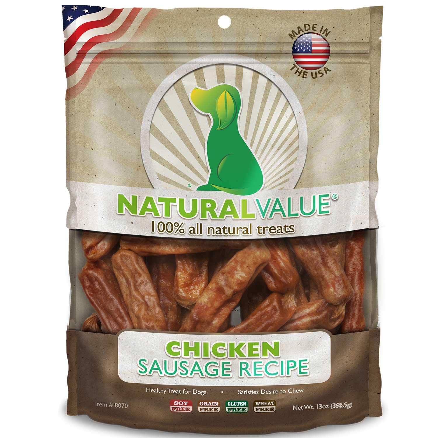Loving Pets Natural Value Chicken Sausages - Soft Jerky Dog Treats for Large & Small Breeds - Healthy Gluten, Wheat, Soy & Grain Free Pet Treats for Dogs