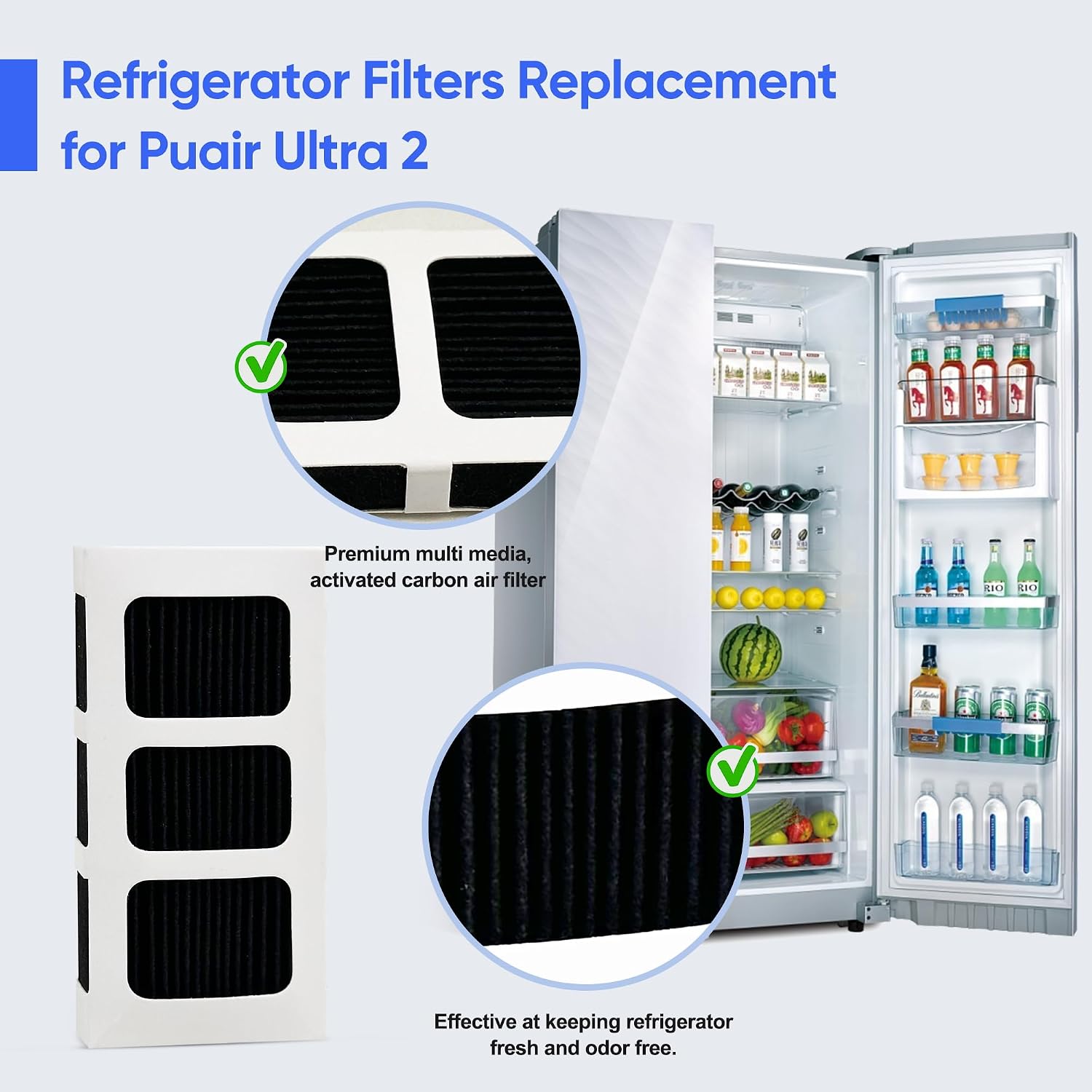 4 Pack Refrigerator Replacement Air Filter Compatible with Pureair Ultra 2 Frigidaire Filter, Pure Air Ultra 2, Pureair Ultra ii, Electrolux 242047805, 5303918847