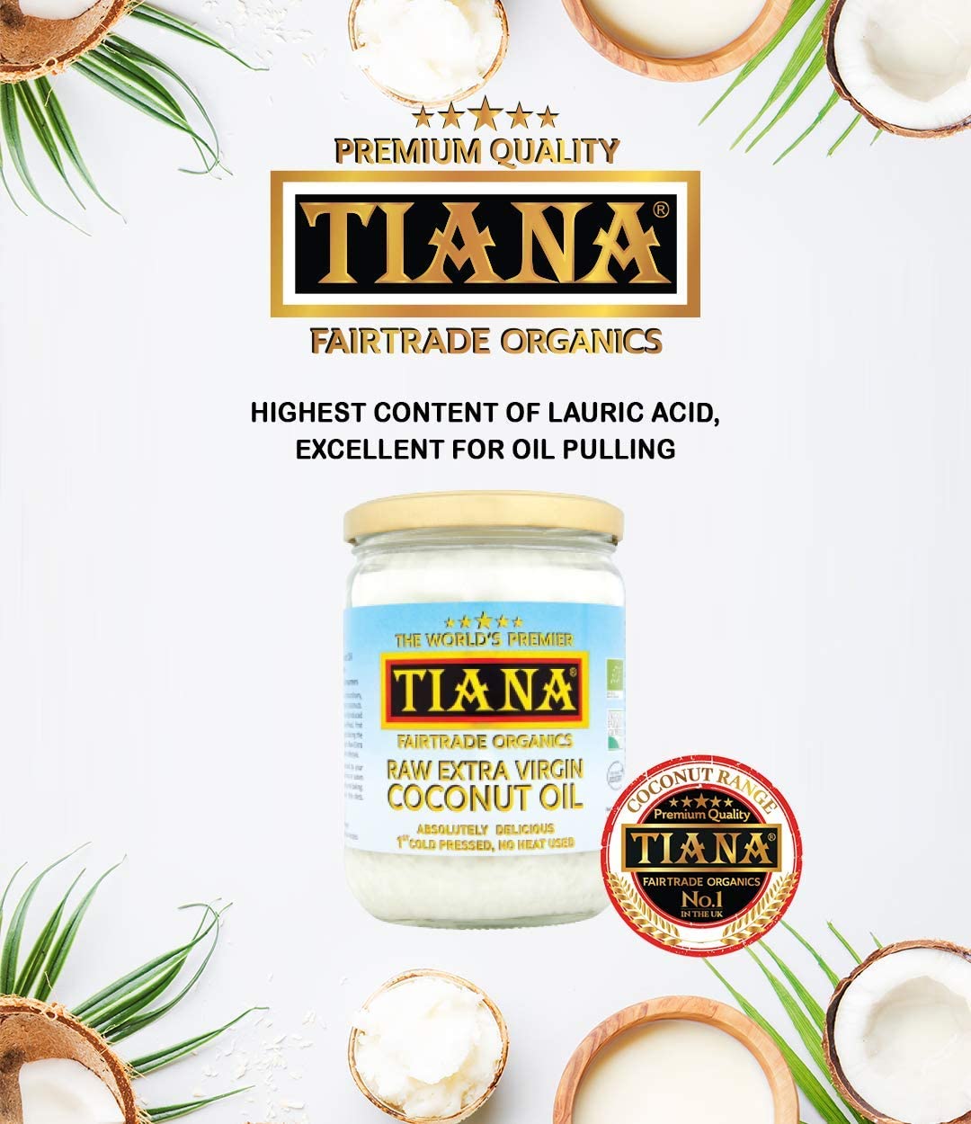 TIANA Fair Trade Organics Raw Extra Virgin Coconut Oil 500 ml