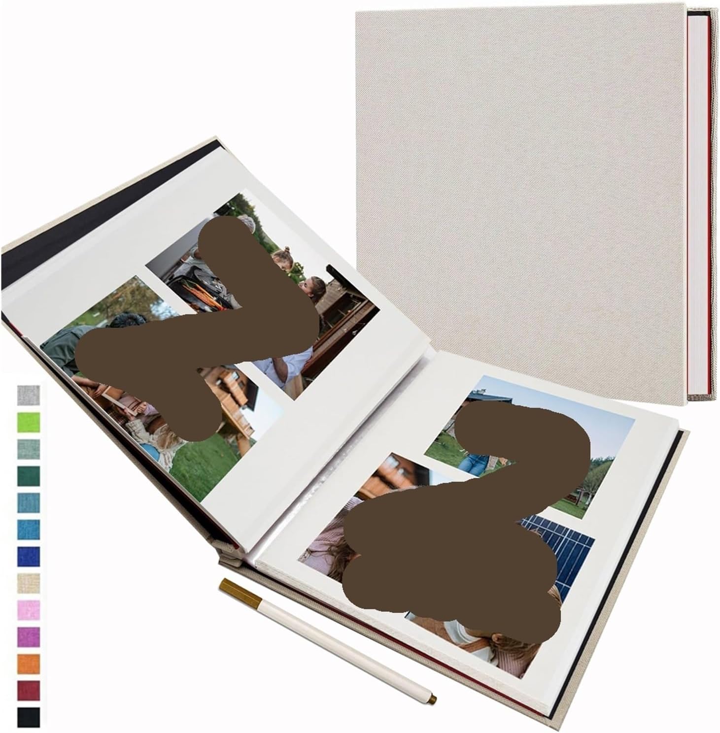 1pc Linen Photo Album Self Adhesive Scrapbook For 2x3 4x6 5x7 8x10 Pictures Book For Women Mom(Black-C)