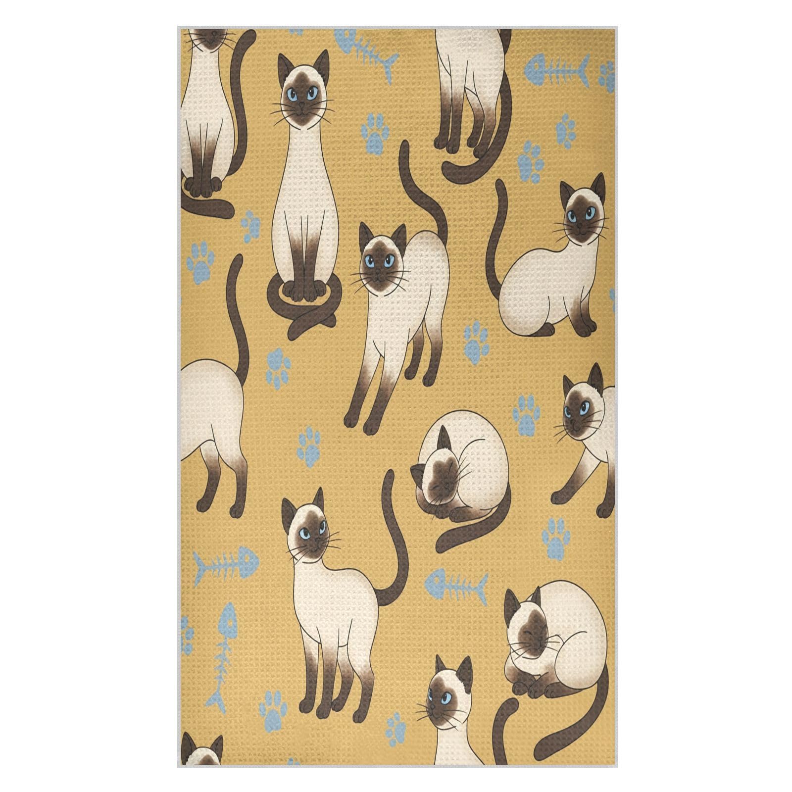 BURSTDDY Cute Cat Kitchen Towels,Absorbent Dish Towels 2 Pack