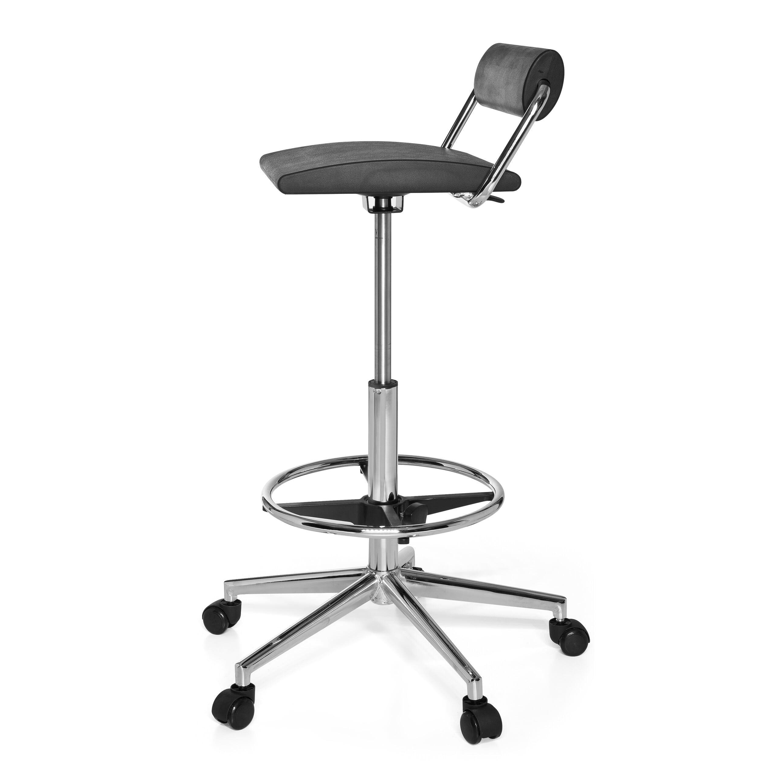 hjh OFFICE 665170 Silla de Trabajo y Giratorio Top Work 28 Espuma Duro Negro Cromado, Ajuste de Altura Extremo, Soporte Lumbar