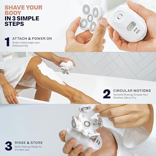 Miniatura 5 de Freebird FlexSeries - Maquinilla de afeitar eléctrica para mujer, piernas suaves de seda, pelo corporal y afeitadora púbica, para área privada, piel