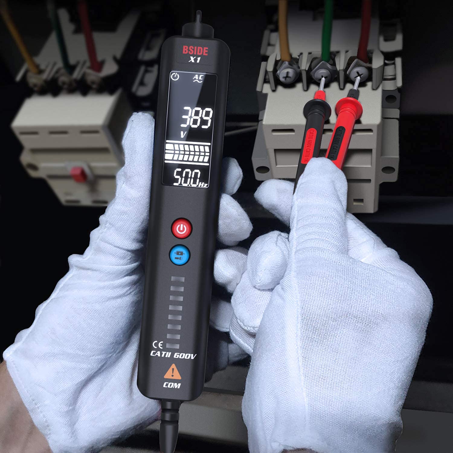 Kit Multimètre Numérique et Stylo Testeur Électrique BSIDE S30X+X1 Multimètre Intelligent et Détecteur de Tension Sans Contact avec Pince Crocodile pour Électricien Électronique LED Automobile