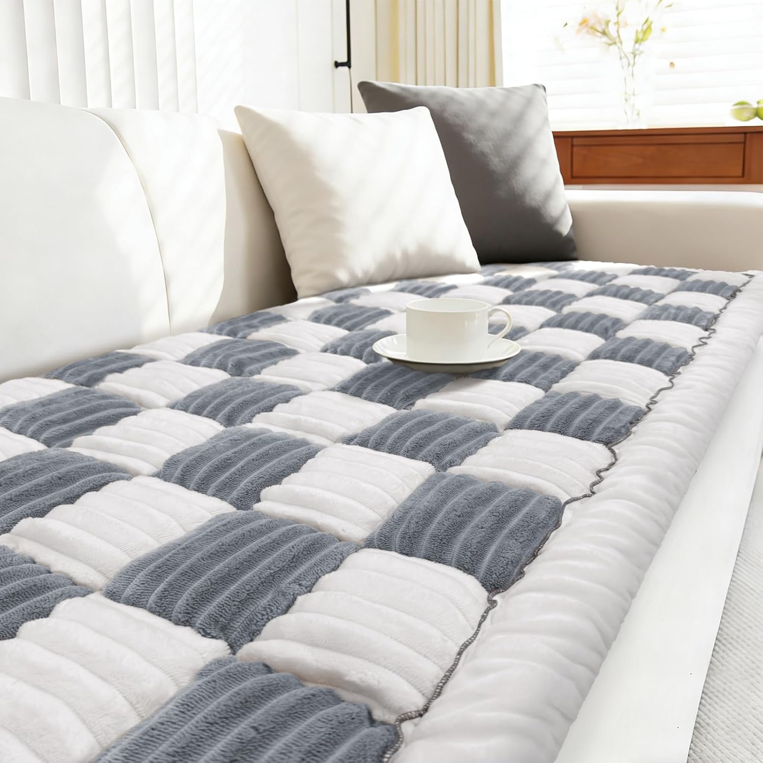 Couch Cushion Cover for dogs Sofa Cover Washable Pet Love Seat Couch Covers for Sofa Slipcovers Couch Protector Blanket for Dogs Sofa Cushion Covers for Pets Washable Pad Blue Grey 70x150cm/27.6x59in