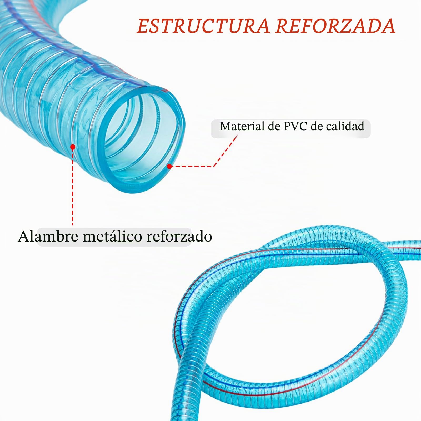 Manguera de succión de 1 pulgada, manguera de transferencia de combustible para bomba de transferencia de aceite/diesel/queroseno/gasolina, 6.5 pies de largo con acoplamientos roscados de 3/4 y 1