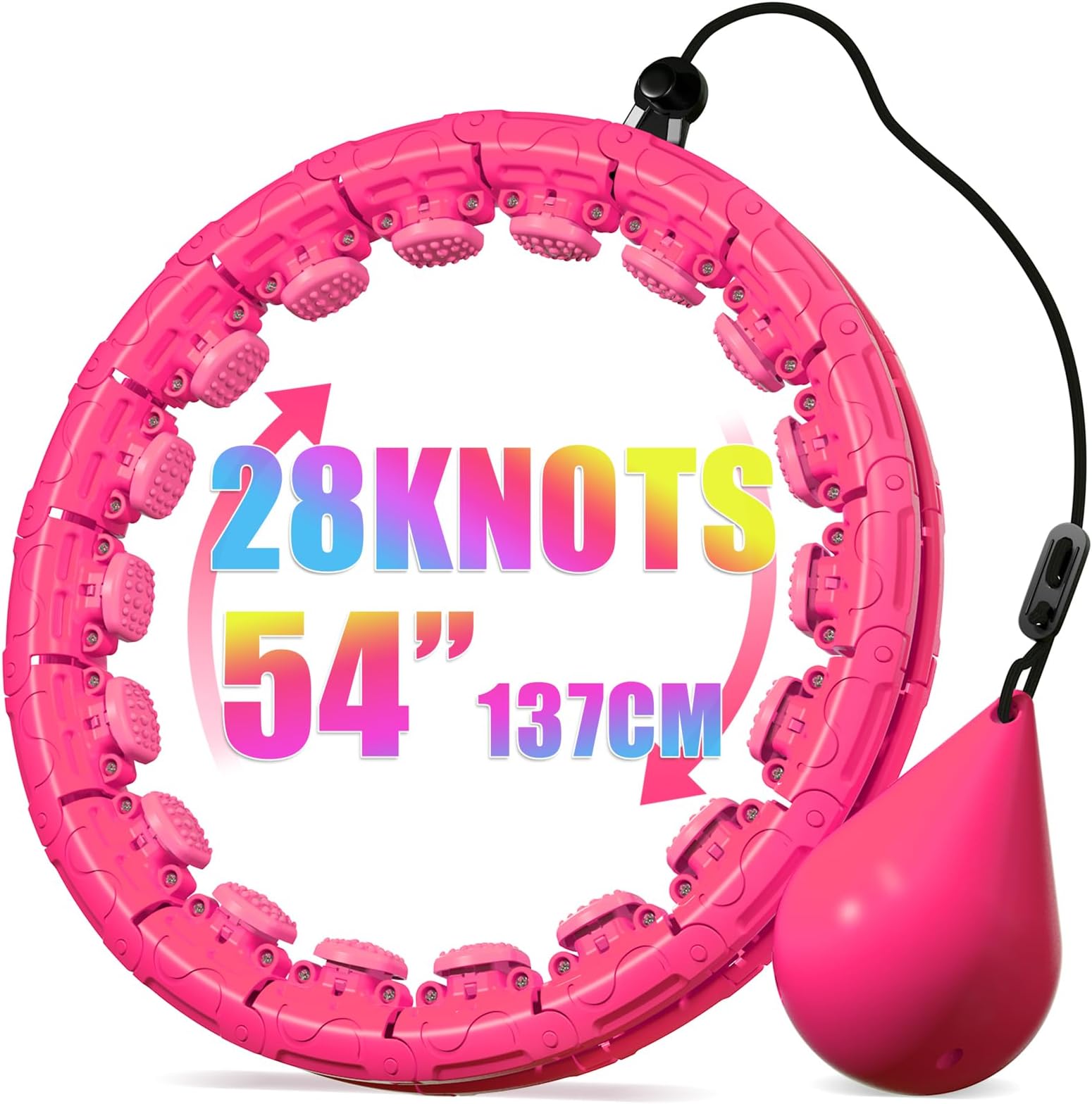 Weighted Hula Infinity Fitness Hoop for Adult Weight Loss, 2 in 1 Smart Fitness Workout Hula Circle Hoops with 28 Detachable Knots, Exercise Fit Hoop Suitable for Women and Beginners