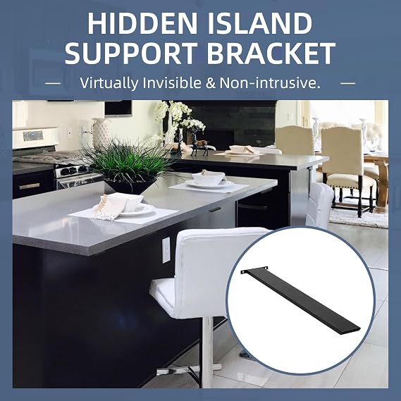 Hidden Island Countertop Support Bracket, Solid Heavy Duty Floating Shelf Bracket Straight Bracket for Granite/Wood/Concrete/Quartz Countertops, 1 Count, 38 Inch