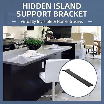 Hidden Island Countertop Support Bracket, Solid Heavy Duty Floating Shelf Bracket Straight Bracket for Granite/Wood/Concrete/Quartz Countertops, 1 Count, 38 Inch
