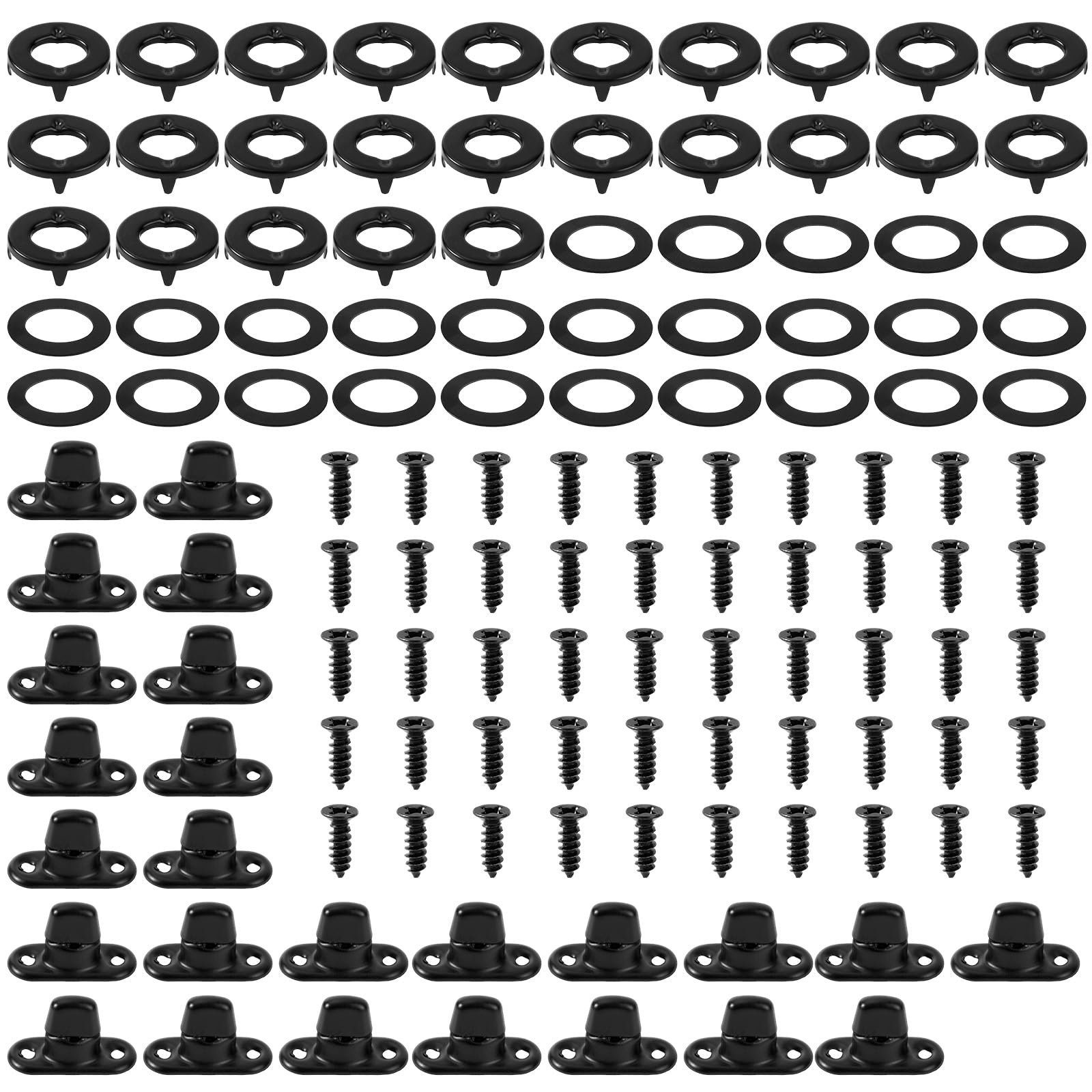 Penitue 25 Sets Marine Grade Twist Lock Fasteners with Coating (Black)