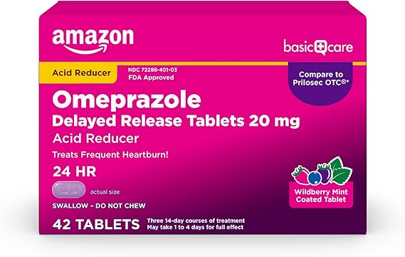 Buy Amazon Basic Care Omeprazole Delayed Release Tablets 20 mg 42 Count