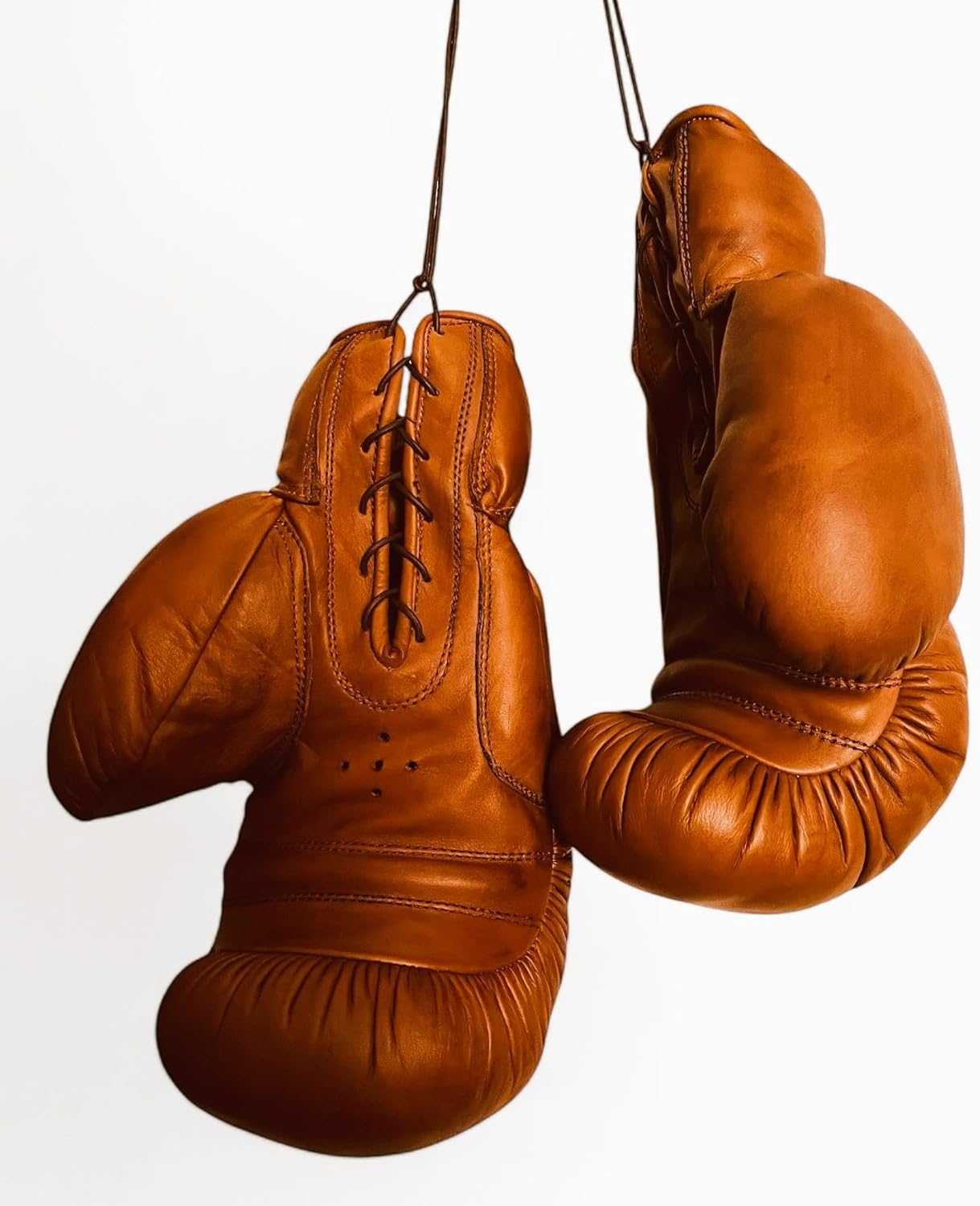 Geoffrey I Boxing Gloves I Vintage TT Model I Tan 100% Cow Leather with Leather Laces I 12oz