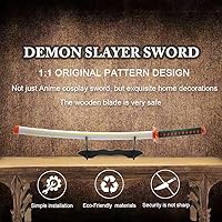 Vista 33 de Espada Demon Slayer para cosplay con soporte para cinturón, 41 pulgadas Kamado Tanjirou Fuego