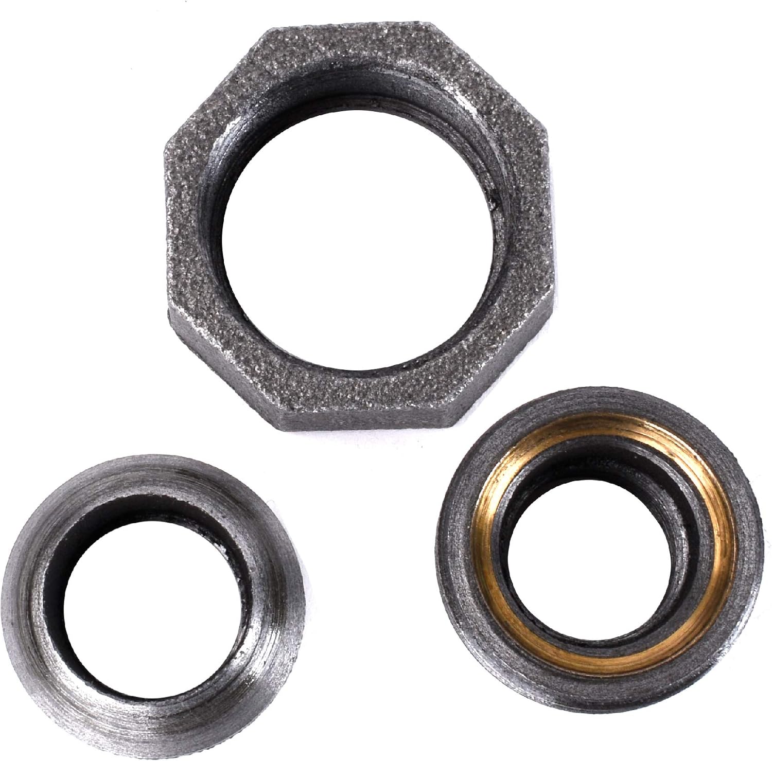 1/2 Inch Union Industrial Malleable Iron Pipe Fitting 4 Pack by Pipe Decor, Pipe Components For Building Tables, Chairs, Shelving, and Custom Furniture, Fits Half Inch Pipes, Four Pack
