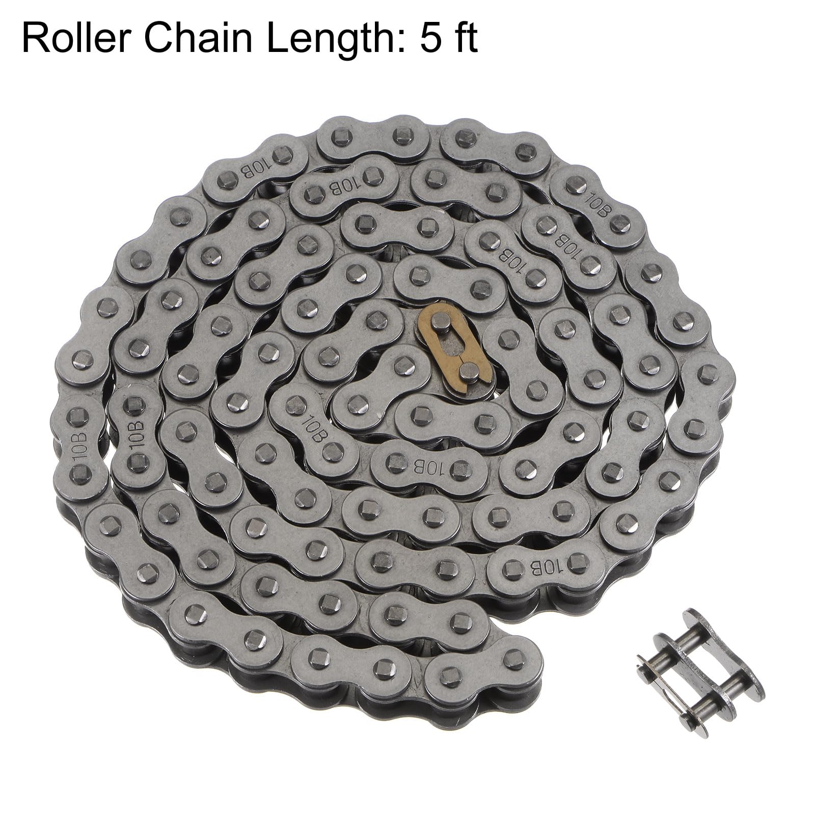 sourcing map 10B Métrico Estándar Rodillos Cadena, 5 Pies Carbono Acero Cadenas 5/8" Industrial Rodillo Cadena Accionamiento Cadena para Industrial Maquinaria -96 Eslabones