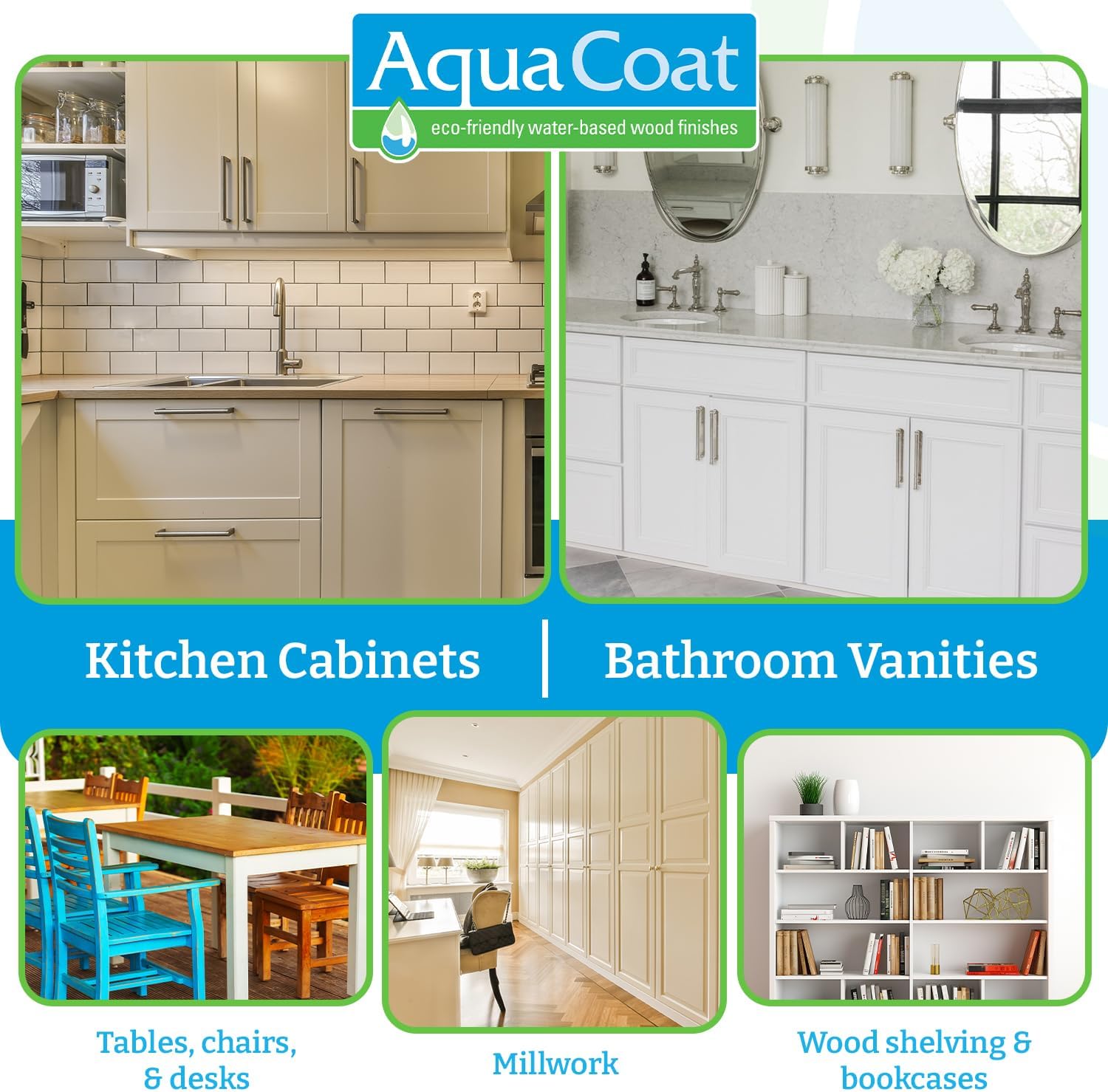 Aqua Coat Water-Based White Cabinet Wood Grain Filler Gel – Fast Drying, Low Odor White Wood Filler, Sandable & Paintable for Interior & Exterior Repairs, Upgrades & Restorations – 32 oz