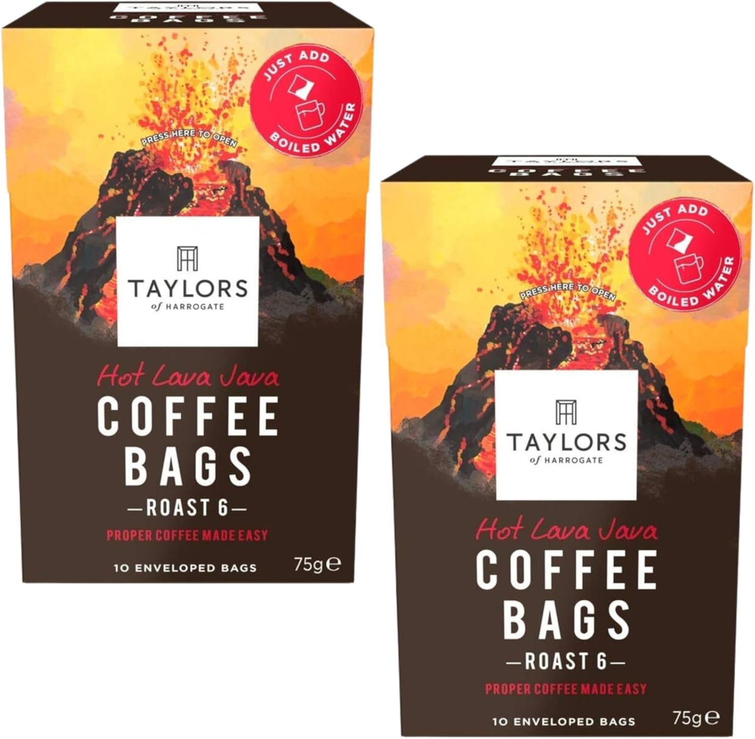 Coffee Bags Bundle With Taylors Hot Lava Java Coffee Bags 75g 10s (2 Pack)