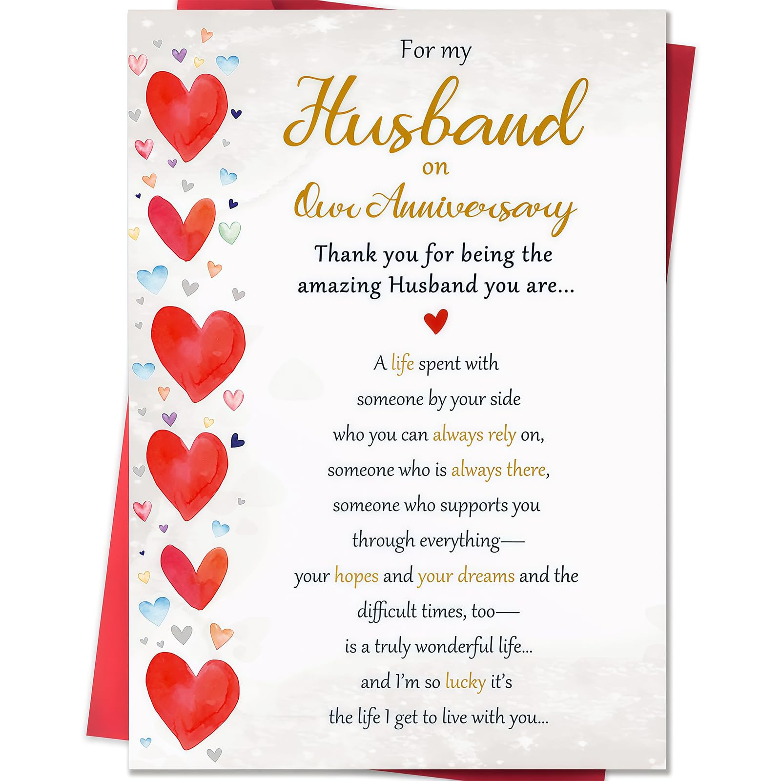 Vesavifaka Romantic Anniversary Card for Husband, Funny Anniversary Card Gifts from Wife, Full of Love, Sweet Wedding Day Gifts for Husband