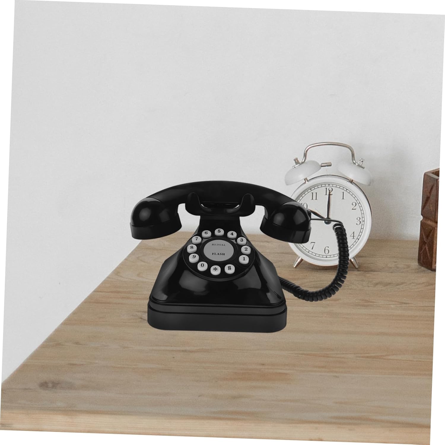 PRETYZOOM Antique Phone Classic Wired Landline Telephone for Home Office Decoration Black Elegant Design for Retro Lovers Vintage Style Decorative Desk