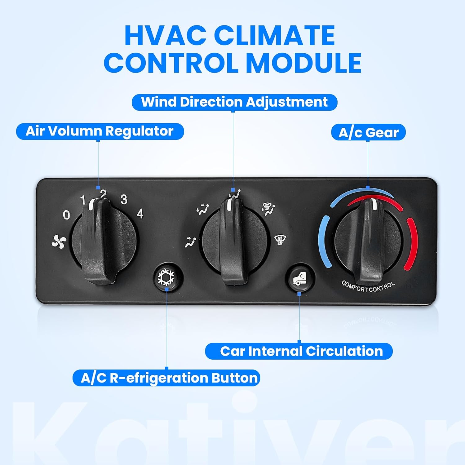 Q21-6012 Cab HVAC Heater Climate Control Module Panel Switch Compatible with Peterbilt 384 2008-2015 AC Air Conditioning Control Switch Replace# Q216012