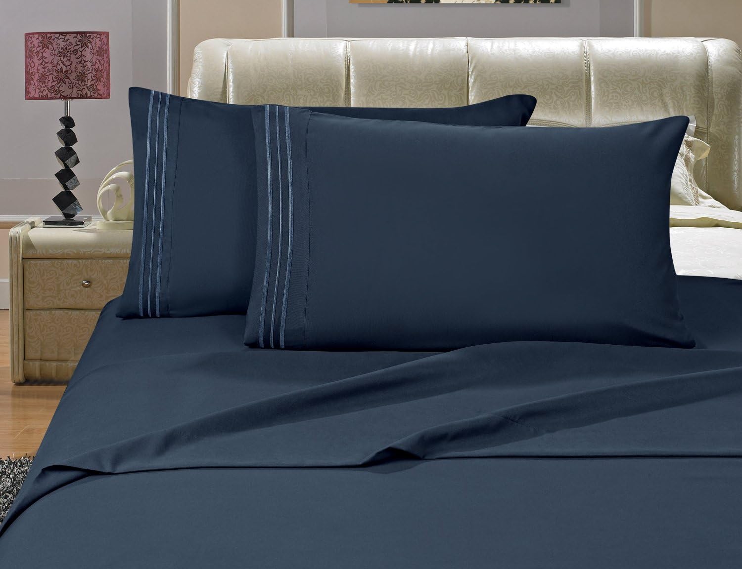 Elegant Comfort Luxury Bed Sheets Set on Amazon 1500 Premier Hotel Quality Wrinkle, Fade, Stain Resistant - - 4-Piece Sheet Set, Twin Navy