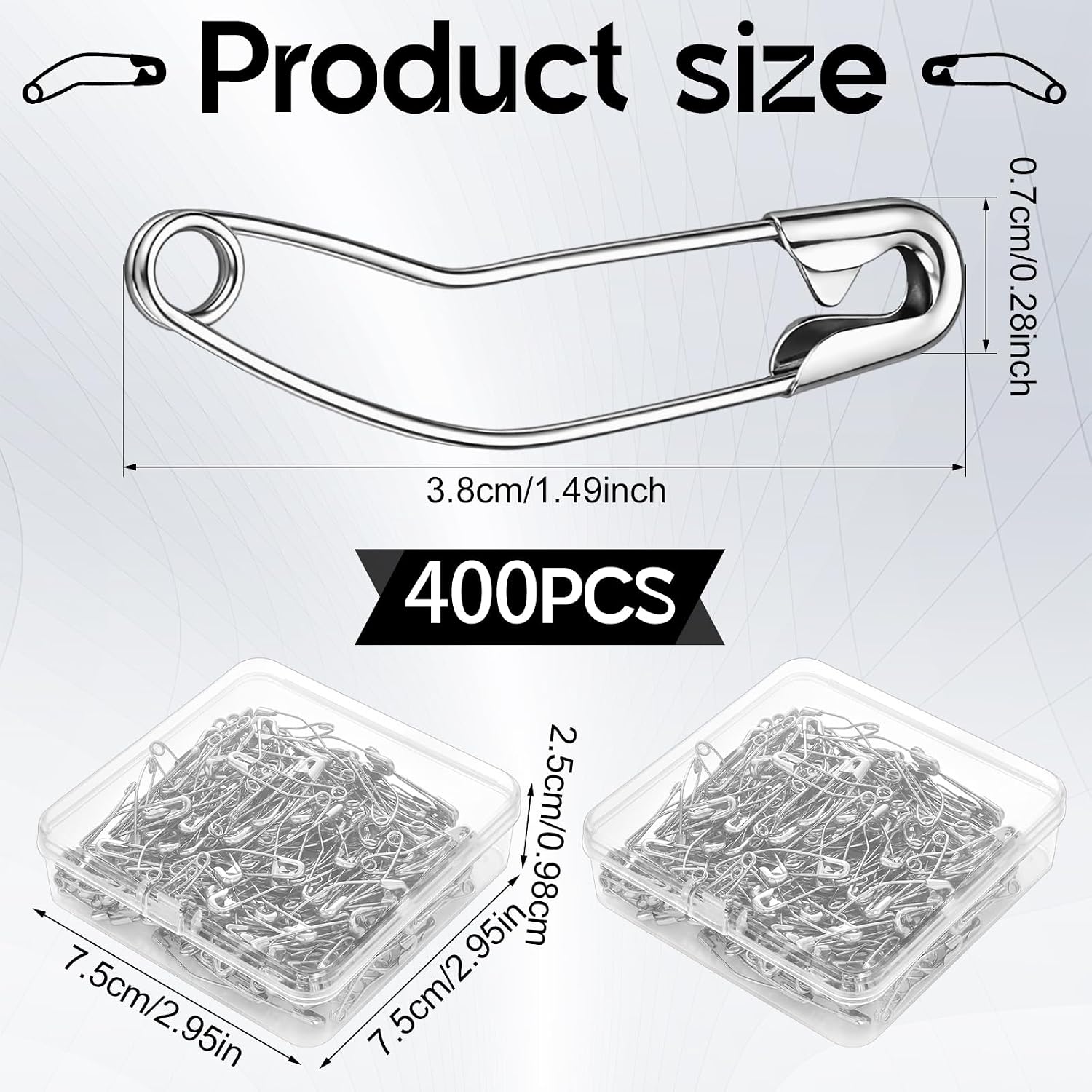 Retrowavy 400 Pcs Curved Safety Pins, 1.5 Inch Quilting Basting Bent Sewing Safety Pins for Quilting, Knitting, Sewing and Crafting