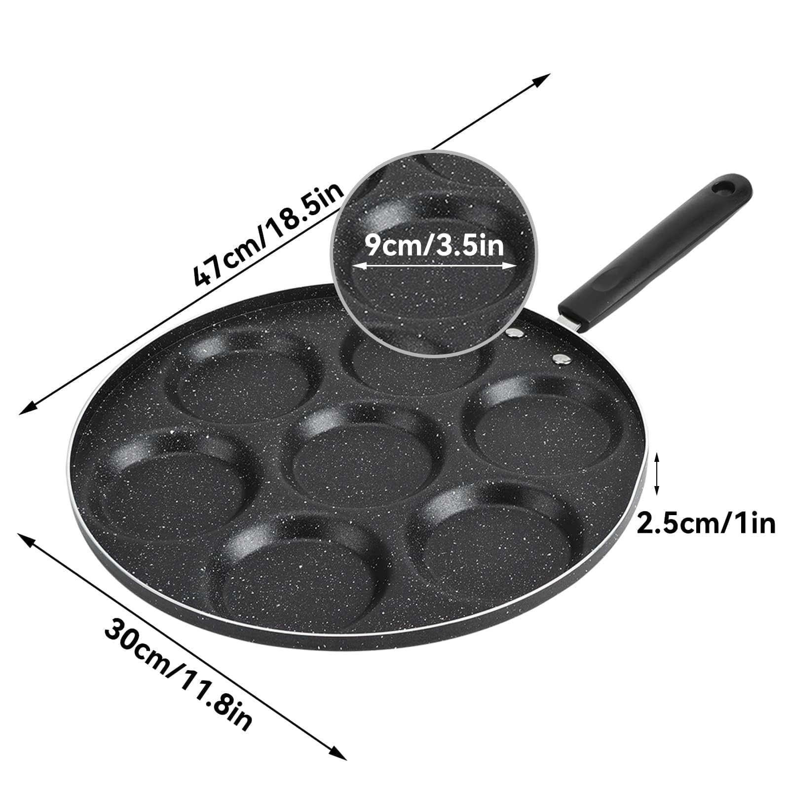 Pancake Pan Nonstick Egg Pan 7 Mold Crepe Pan Egg Frying Pan Breakfast