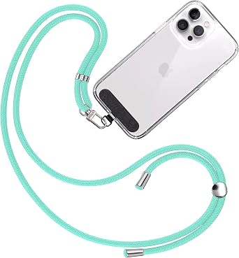 TBOC Cell Phone Lanyard - Adjustable Length Phone Lanyard - Neck Phone Holder - Phone Strap Crossbody - Black Tether Tab