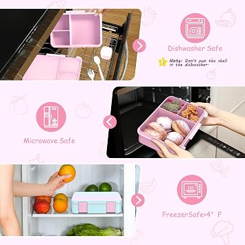 DIGOBAY Backpacks for Girls - 6PCS Girls Backpack with Bento Box, School Backpacks with Lunch Bag & Pencil Pouch for Teen Girl Kids Bookbag with Lunch Snack Container, Utensils Aquamarine-pink