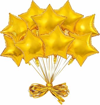 24 Pcs 18" Gold Star Foil, Mylar, Helium Balloons for Baby Shower, Wedding, Magical Prom, Birthday Party Decoration